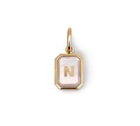 SINGULARU - Charm Personalizado Letter Nácar. Colgante de Latón con Acabado en Baño de Oro de 18 Kt y Detalles en Nácar. Joyas Para Mujer. Letra N