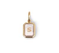 SINGULARU - Charm Personalizado Letter Nácar. Colgante de Latón con Acabado en Baño de Oro de 18 Kt y Detalles en Nácar. Joyas Para Mujer. Letra S