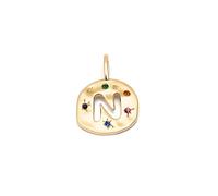 SINGULARU - Charm Personalizado Organic Colors Letter. Latón con Baño en Oro de 18 Kt y Circonitas. Joyas Para Mujer. Letra N.