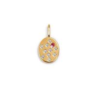 SINGULARU - Charm Sello Rosa. Latón con Baño en Oro de 18 Kt y Circonita. Joyas Para Mujer.