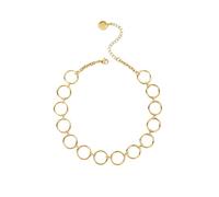SINGULARU - Choker Circles & Circles. Colgante en Latón con Acabado Baño de Oro de 18 Kt. Cadena de Largo Ajustable 30,5 cm + 5,5cm. Joyas para Mujer