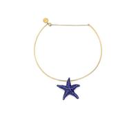 SINGULARU - Choker Starfish Blue. Acero con Baño en Oro de 18 Kt y Cerámica. Joyas Para Mujer.