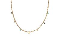 SINGULARU - Collar Chic Colors. Cadena en Plata de Ley 925 con Acabado en Baño de Oro de 18 Kt y Piedras Naturales Colgantes. Talla Única. Joyas para Mujer
