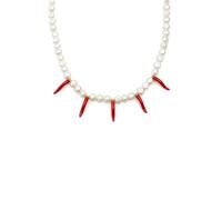 SINGULARU - Collar Chili Pearl. Acero con Baño en Oro de 18 Kt y Perla Cultivada. Joyas Para Mujer.