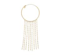 SINGULARU - Collar Choker Line Zahara. Acero con Acabado en Baño en Oro de 18 Kt. Estilo Boho y Motivos Colgantes. Largo de 30 cm. Joyas para Mujer