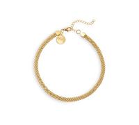 SINGULARU - Collar Choker Tape. Acero con Acabado en Baño de Oro de 18kt. Collar de Malla con Ancho de 8 mm. Largo de 33 cm + 5 cm de Alargador. Joyas para Mujer