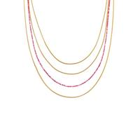 SINGULARU - Collar Cleopatra Pink. Acero con Baño en Oro de 18 Kt y Piedra Natural. Joyas Para Mujer.