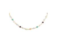 SINGULARU - Collar Crystals Colors. Gargantilla en Plata de Ley 925 con Acabado Baño de Oro de 18 Kt. Cadena de Talla Unica. Joyas para Mujer