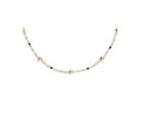 SINGULARU - Collar Dots L Black Enamel. Acero con Acabado Baño de Oro de 18Kt. Cadena de Largo Ajustable 40 cm. Joyas para Mujer