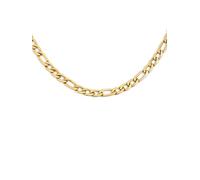 SINGULARU - Collar Figaro. Acero con Acabado en Baño de Oro de 18kt. Cadena de Eslabones. Largo de 50 cm + 5 cm de Alargador. Joyas para Mujer
