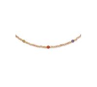 SINGULARU - Collar Glam. Acero con Acabado en Baño de Oro de 18kt. Doble Cadena y Cristales de Colores. Largo de 40 cm. Joyas para Mujer
