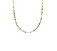 SINGULARU - Collar Lisse Twister Mix. Cadena Bicolor en Acero inoxidable con Baño en Oro de 18 Kt. Trenzada de Talla Única 40 cm con Alargador. Joyas para Mujer
