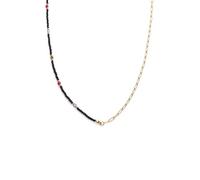 SINGULARU - Collar Long Winter Glam. Acero con Baño en Oro de 18 Kt y Cristal. Joyas Para Mujer.