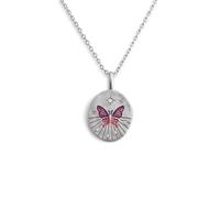 SINGULARU - Collar Medallion Butterfly Rose. Latón con Acabado en Baño de Rodio. Cadena con Colgante con Motivo Mariposa. Largo de 45 cm. Joyas para Mujer
