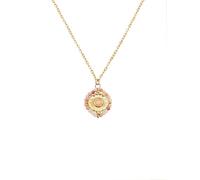 SINGULARU - Collar Medallion Stones Rosa. Acero con Baño de Oro de 18 Kt y Piedras Naturales. Joyas para Mujer
