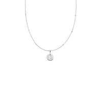 SINGULARU - Collar Mini Medallion Plata. Colgante con Medallón en Plata de Ley 925 con Acabado Baño de Rodio. Cadena de Talla Unica. Joyas para Mujer. Letra E