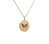 SINGULARU Collar Mujer Medallion Butterfly Rose Baño Oro