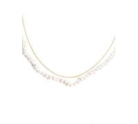 SINGULARU - Collar Pearl Chain. Acero con Acabado en Baño de Oro de 18kt. Cadena con Motivo Piedras Naturales de Agua Dulce. Largo de 35 cm + 5 cm. Joyas para Mujer