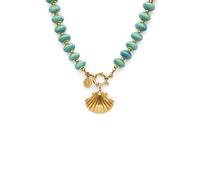 SINGULARU - Collar Shelly. Acero con Baño en Oro de 18 Kt y Cerámica. Joyas Para Mujer.