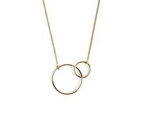 SINGULARU - Collar Sister. Colgante en Plata de Ley 925 y dos Aros Unidos. Cadena de Talla Unica. Baño en Oro de 18 Kt. Joyas para Mujer