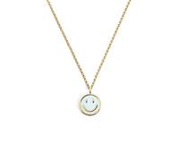 SINGULARU - Collar Smiley Sky Enamel. Cadena con Colgante en Latón con Acabado en Baño en Oro de 18 Kt. Talla Única con Alargador. Joyas para Mujer