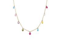 SINGULARU - Collar Xiqueta Meua Colors. Acero con Baño en Oro de 18 Kt y Circonita. Joyas Para Mujer.