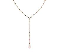 SINGULARU - Collar Y Turmalina Stones. Acero con Acabado en Baño en Oro de 18 Kt. Cadena con Piedras Naturales y Motivo Colgante. Largo de 40 cm + 5 cm. Joyas para Mujer