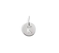 SINGULARU - Mini Medallion Letter Plata. Colgante Inicial en Plata de Ley con Acabado Baño de Rodio. Combinable con Collar. Joyas para Mujer. Letra K