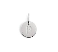 SINGULARU - Mini Medallion Letter Plata. Colgante Inicial en Plata de Ley con Acabado Baño de Rodio. Combinable con Collar. Joyas para Mujer. Letra P