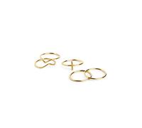 SINGULARU - Pack 5 Anillos Nefertiti. Acero con Baño en Oro de 18 Kt. Joyas Para Mujer. Talla 14.