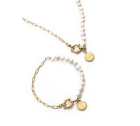 SINGULARU - Pack Regalo Collar y Pulsera Chic Pearl Acero Baño Oro