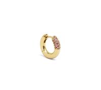 SINGULARU - Pendiente Suelto Aro Alma Pink. Latón con acabado en Baño de Oro de 18kt. Detalles en Circonitas Rosas. Cierre Congo/Click. Joyas para Mujer