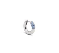 SINGULARU - Pendiente Suelto Aro Alma Pink. Latón con acabado en Baño de Rodio. Detalles en Circonitas Azules. Cierre Congo/Click. Joyas para Mujer
