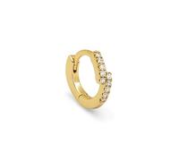SINGULARU - Pendiente Suelto Aro Cleo Cruzado. Plata de Ley 925 con acabado de Baño en Oro de 18 Kt y con Motivo Aro y Circonitas. Joyas para Mujer
