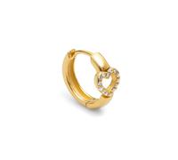 SINGULARU - Pendiente Suelto Aro Corazón. Plata de Ley con Baño en Oro de 18 Kt y Circonita. Joyas Para Mujer.