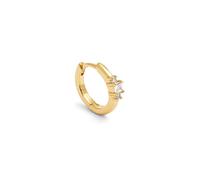 SINGULARU - Pendiente Suelto Aro Halo. Plata de Ley con Baño en Oro de 18 Kt y Circonita. Joyas Para Mujer.