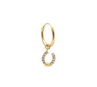 SINGULARU - Pendiente Suelto Aro Herradura. Plata de Ley con Baño en Oro de 18 Kt y Circonita. Joyas Para Mujer