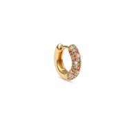 SINGULARU - Pendiente Suelto Aro Scarlett Dance. Latón con Baño en Oro de 18 Kt y Circonita. Joyas Para Mujer.