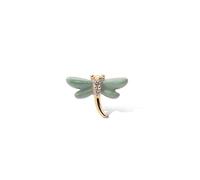 SINGULARU - Pendiente Suelto Libélula. Plata de Ley 925 con Acabado Baño de Oro de 18kt con Esmalte y Circonita. Joyas para Mujer