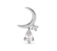SINGULARU - Pendiente Suelto Luna Spark. Plata de Ley con Baño en Rodio y Circonita. Joyas Para Mujer.