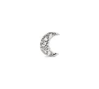 SINGULARU - Pendiente Suelto Mini Moon Spark. Luna en Plata de Ley 925 con acabado de Baño en Rodio y Circonitas. Cierre Tuerca a presión.. Joyas para Mujer