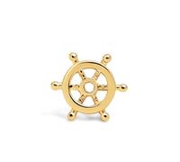 SINGULARU - Pendiente Suelto Timón. Plata de ley 925 con Acabado de Baño Oro 18 Kt. Motivo Nautico y Cierre Mariposa. Joyas para Mujer