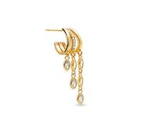 SINGULARU - Pendiente Suelto Triple Drip. Latón con Baño en Oro de 18 Kt y Circonita. Joyas Para Mujer.