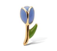 SINGULARU - Pendiente Suelto Tulipán. Plata de Ley 925 con Acabado Baño de Oro de 18kt. Flor Motivo Esmalte y Tuerca a Presión. Joyas para Mujer