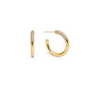 SINGULARU - Pendientes Aro Alma. Latón con Acabado en Baño Oro de 18Kt. Detalles en Circonitas. Cierre Congo/Click. Joyas para Mujer