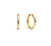 SINGULARU - Pendientes Aro Astra L. Latón con Acabado en Baño Oro de 18Kt. Estilo Maxi con Detalles en Circonitas y Estrellitas. Cierre Congo/Click. Joyas para Mujer