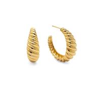 SINGULARU - Pendientes Aro Cordelia. Latón con Baño en Oro de 18 Kt. Joyas Para Mujer.