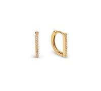 SINGULARU - Pendientes Aro Dina Sparks. Plata de Ley con Acabado en Baño Oro de 18Kt. Detalles en Circonita. Cierre Congo/Click. Joyas para Mujer