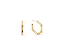 SINGULARU - Pendientes Aro Mini Bamboo. Acero con Acabado Baño de Oro de 18 Kt. Cierre Silicona. Joyas para Mujer