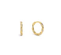 SINGULARU - Pendientes Aro Naval. Latón con Acabado en Baño Oro de 18Kt. Midi con Detalles en Circonitas. Cierre Click. Joyas para Mujer